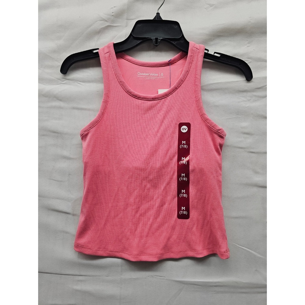 Outdoor Voices Girls Rib Tank Top Pink Modal Blend Athletic Size Medium 7/8